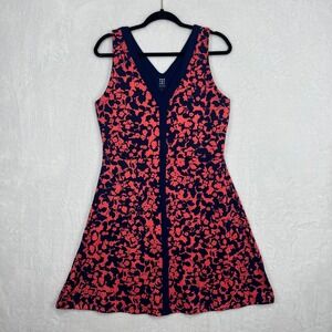 Title Nine Hillary Dream Athletic Dress Large Navy Blue Pink Coral Floral UPF